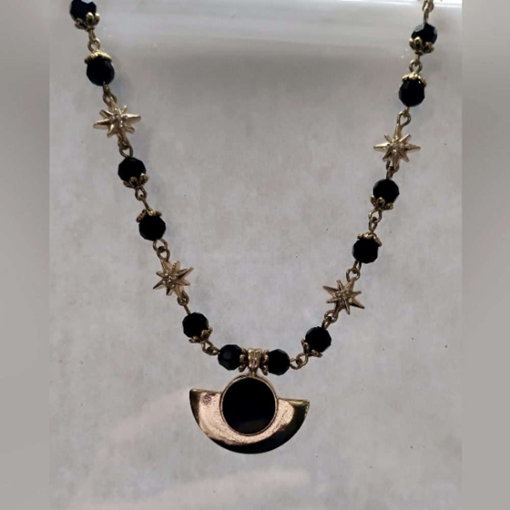 Art Deco style Black Crystal necklace